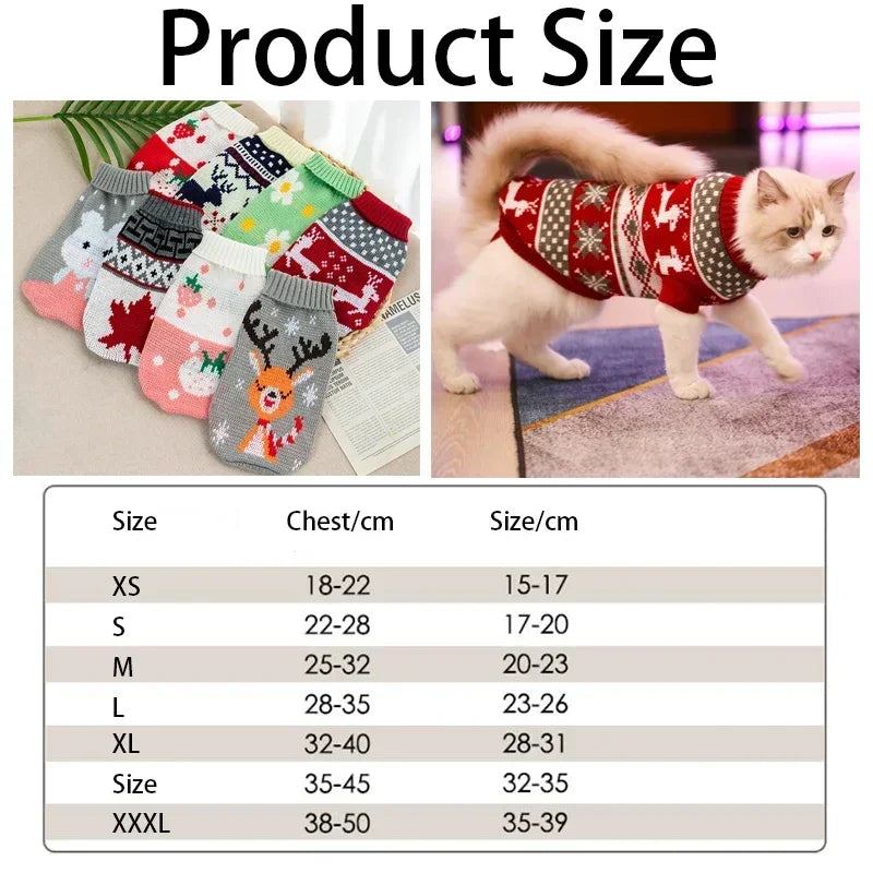 Pet Clothes for Small Medium Dogs Christmas Knitte Dog Sweater Winter Warm Cat Sweater Corgi Teddy Coat Pet New Year Supplies